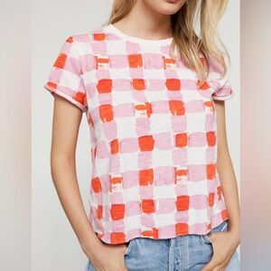 Maeve Red and Pink Checkered T-Shirt